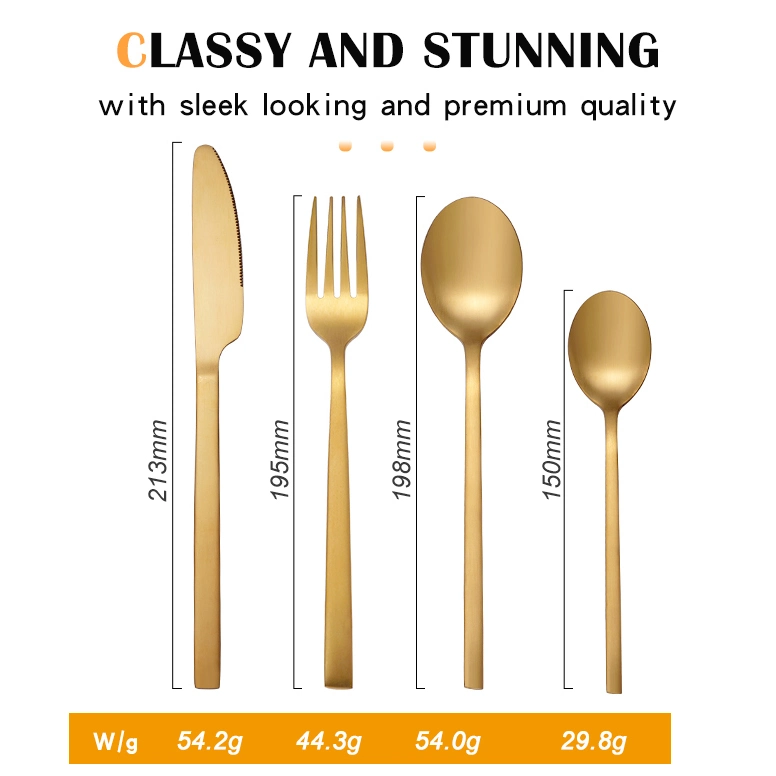 Wholesale Silverware Modern Flatware Hotel Bulk 4PCS Restaurant Cutlery Stainless Steel Gold Spoon and Fork Set for Wedding